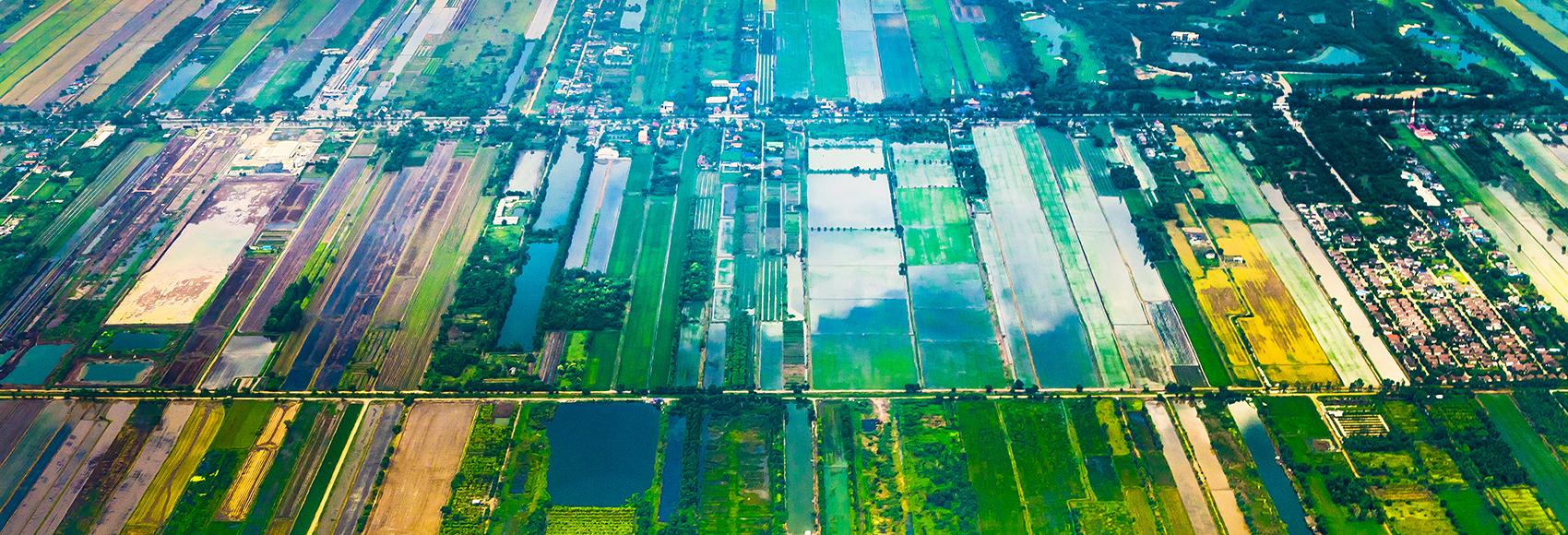 Aerial view of rural outskirts