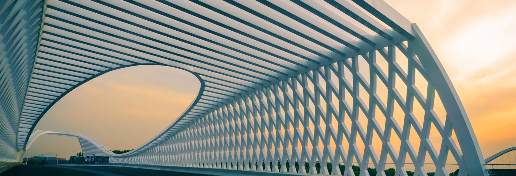 Modern bridge at sunset