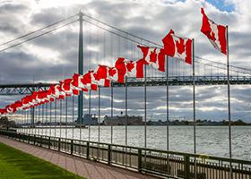 Row of Canadian flags